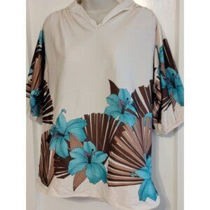 Vintage Hibiscus Blouse Top Womens Medium Sears